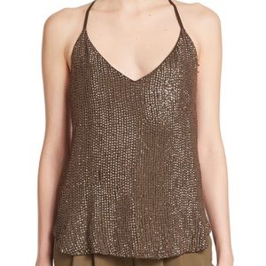 Haute Hippie sequin t-back cami, Sz. M